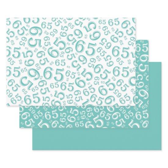 65th Birthday Teal & White Number Pattern 65  Sheets