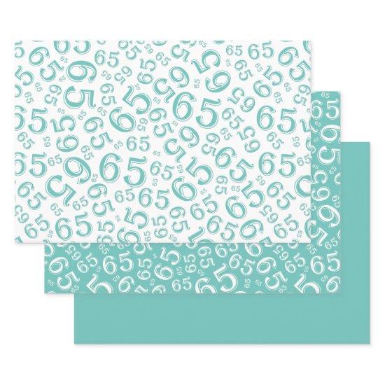 65th Birthday Teal & White Number Pattern 65  Sheets