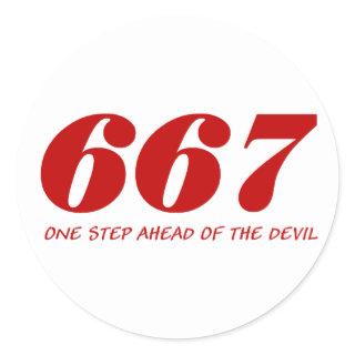 667 - One Step Ahead Of The Devil - Red Classic Round Sticker