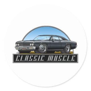 66 Chevelle Black Classic Round Sticker