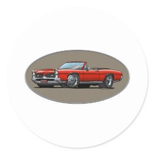 67 GTO_Red_Convertible Classic Round Sticker
