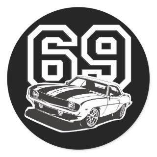 69 Camaro Classic Round Sticker