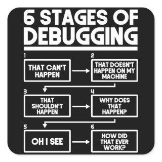 6 Stages Of Debugging Programmer Coding Square Sticker