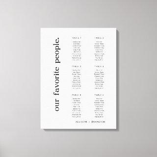 6 Tables Modern Small Wedding Seating Chart Canvas Print