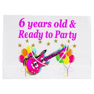 6 YEARS OLD AND READY TO PARTY ROCK STAR DESIGN LARGE GIFT BAG