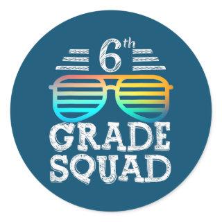 6th Grade Squad Team Crew Back To School Classic Round Sticker