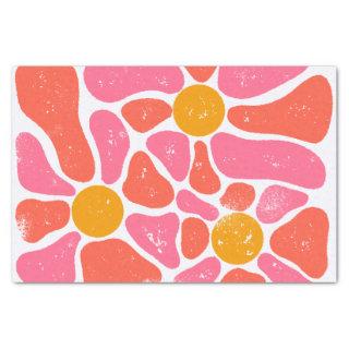 70's Orange and Pink Retro Flower Power Hippie Tissue Paper