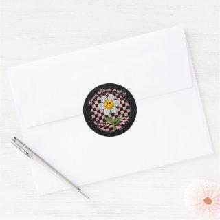 70's Retro Daisy | Good Vibes Only Classic Round Sticker