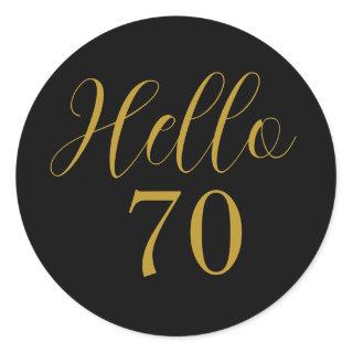 70th Birthday Black Gold Birthday Classic Round Sticker