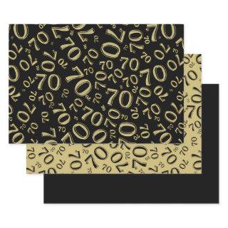 70th Birthday Black & Gold Number Pattern 70  Sheets