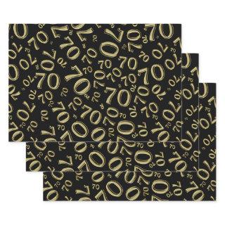 70th Birthday Black/Gold Random Number Pattern 70  Sheets