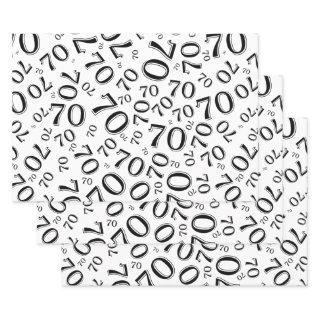 70th Birthday Black/White Random Number Pattern 70  Sheets