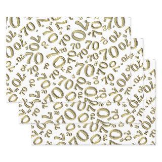 70th Birthday Gold/White Random Number Pattern 70  Sheets