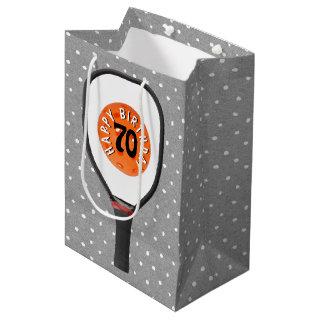 70th Birthday Pickleball on Paddle Medium Gift Bag