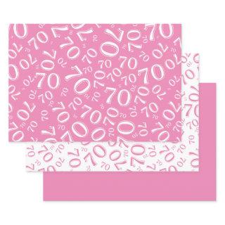 70th Birthday Pink & White Number Pattern 70  Sheets