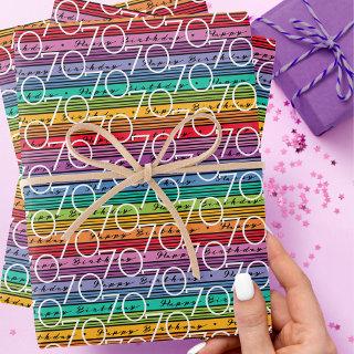 70th Birthday Rainbow Stripes  Sheets