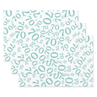 70th Birthday Teal & White Number Pattern 70  Sheets