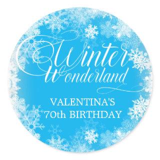 70th Birthday Winter Wonderland Snowflake Favor Classic Round Sticker