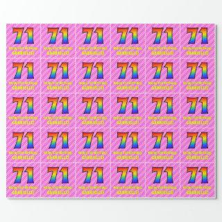 71st Birthday: Pink Stripes & Hearts, Rainbow # 71