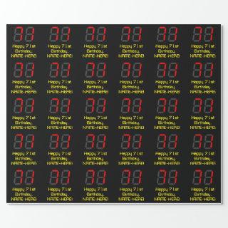 71st Birthday: Red Digital Clock Style "71" + Name