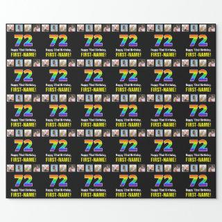 72nd Birthday: Rainbow “72“; Custom Photos & Name