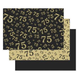 75th Birthday Black & Gold Number Pattern 75  Sheets