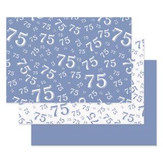 75th Birthday Blue & White Number Pattern 75  Sheets
