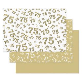 75th Birthday Gold & White Number Pattern 75  Sheets