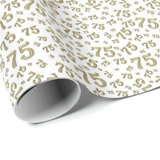 75th Birthday Number Pattern 75 Gold and White
