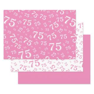 75th Birthday Pink & White Number Pattern 75  Sheets