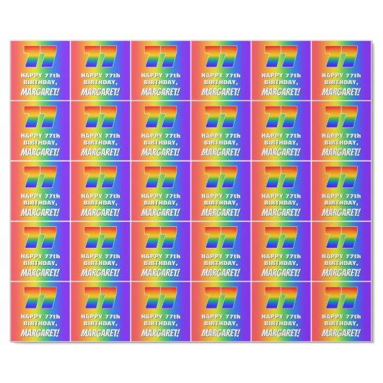 77th Birthday: Colorful, Fun Rainbow Pattern # 77