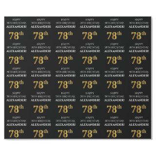 78th Birthday: Elegant, Black, Faux Gold Look