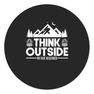 79.Hiking Think Outside No Box Required Classic Round Sticker