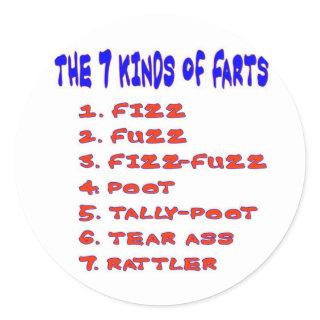 7 KINDS OF FARTS CLASSIC ROUND STICKER