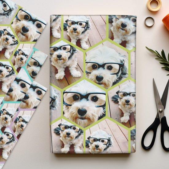 7 Photo Collage - funky hexagon pattern Wrapping P  Sheets