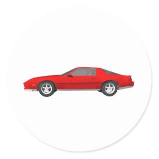 80's Camaro Sports Car: 3D Model: Classic Round Sticker