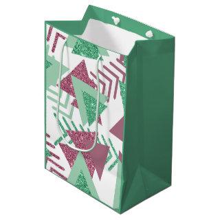 80s Fresh Abstract | Pink and Green Shapes Pattern Medium Gift Bag