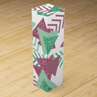 80s Fresh Abstract | Pink and Green Shapes Pattern Wine Box