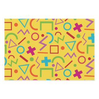 80s Memphis Style Geometric Shapes Yellow   Sheets