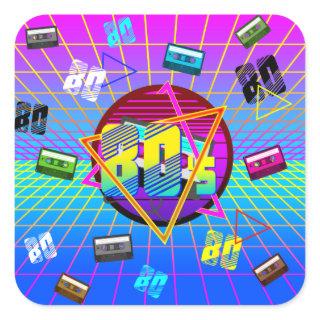 80's RETRO OLD SCHOOL CASSETTE TAPE      Square Sticker