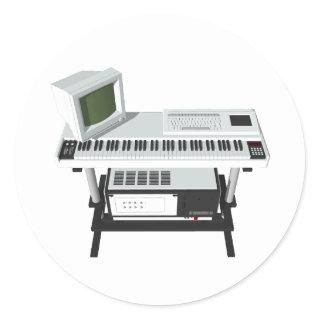 80's Style Sampler Keyboard: 3D Model: Classic Round Sticker