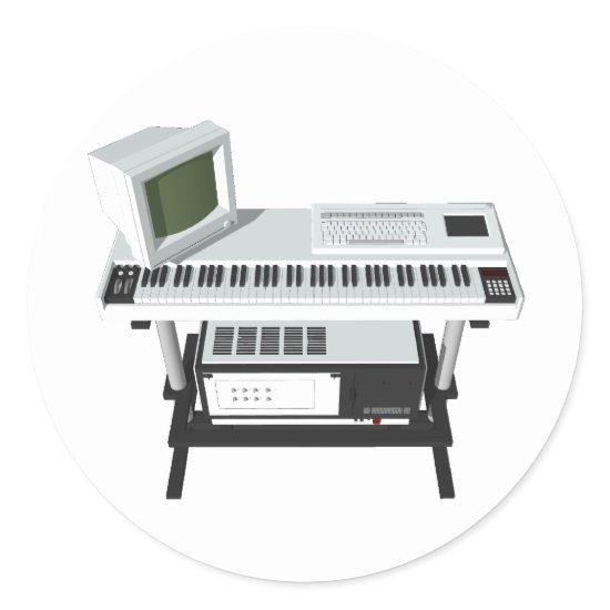 80's Style Sampler Keyboard: 3D Model: Classic Round Sticker