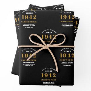 80th Birthday 1942 Black Gold For Him Personalized  Sheets