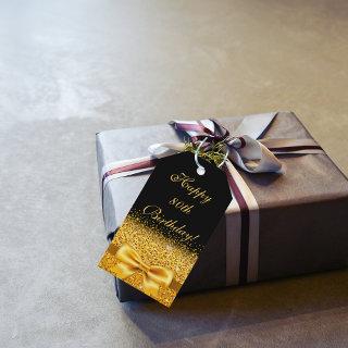80th birthday black gold elegant gift tags