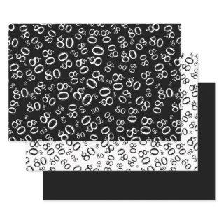 80th Birthday Black & White Number Pattern 80  Sheets