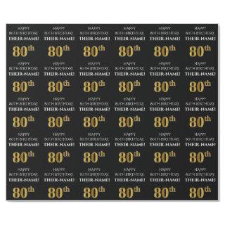 80th Birthday: Elegant, Black, Faux Gold Look
