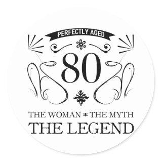 80th Birthday For Women Classic Round Sticker