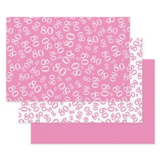 80th Birthday Pink & White Number Pattern 80  Sheets