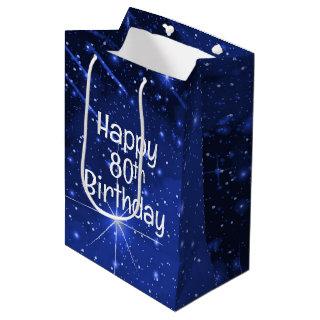 80th Birthday Star Galaxy   Medium Gift Bag