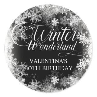 80th Birthday Winter Wonderland Snowflake Favor Classic Round Sticker